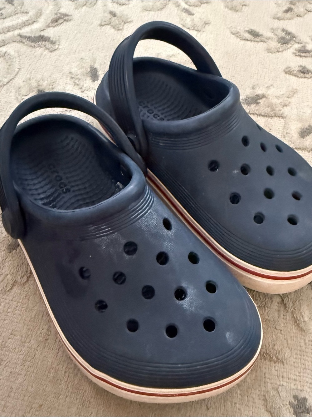 CROCS Navy Blue Kids Clogs with Heel Strap preschool/toddler size 11